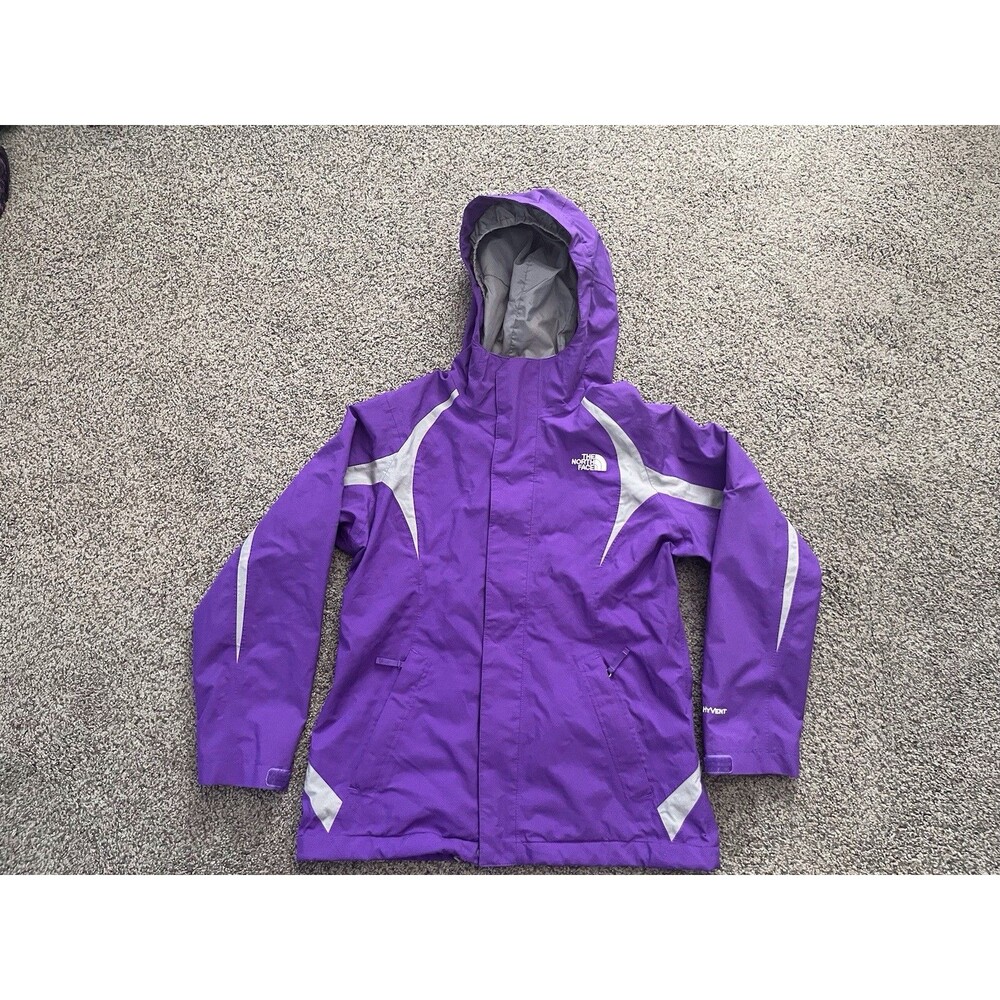 The North Face Jacket Girls Size L (16) Purple Hooded Hyvent Jacket